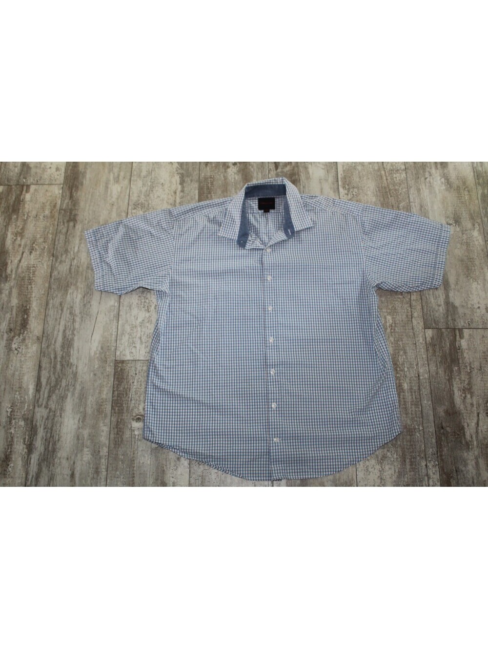 Linea Uomo XXL Blue Orange Check Short Sleeve Shirt